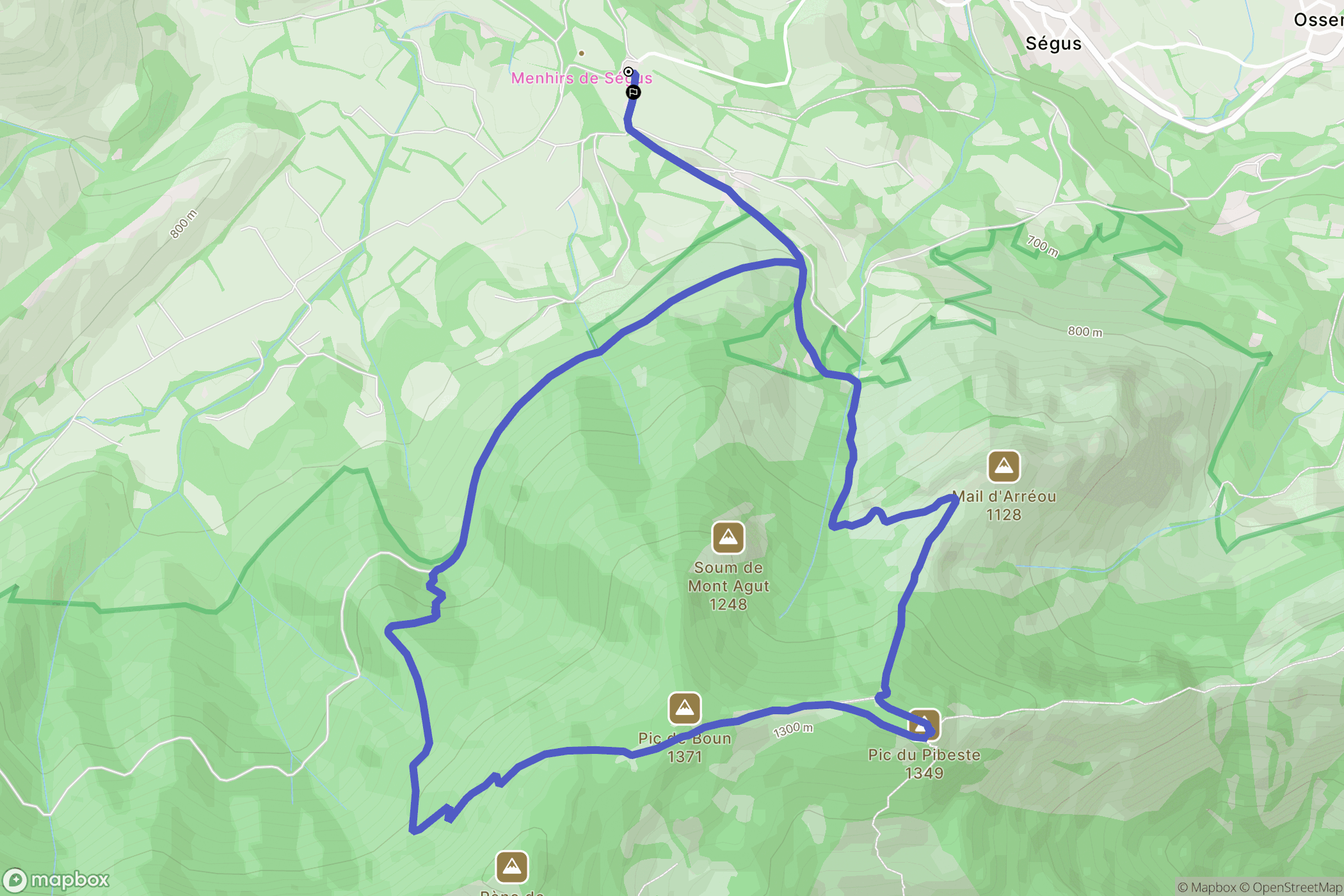 Ségus : carte du parcours de randonnée - France
