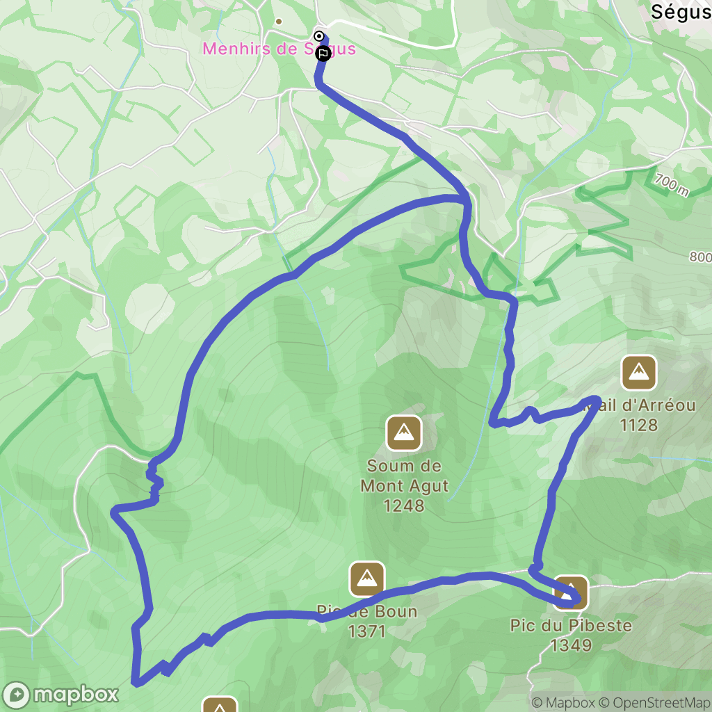 Ségus : carte du parcours de randonnée - France