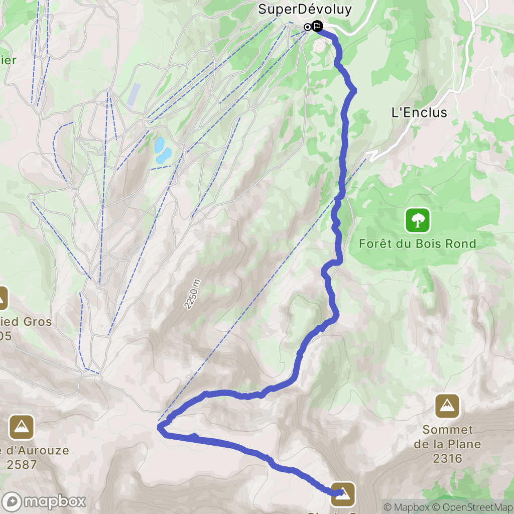 Le Dévoluy : carte du parcours de randonnée - France