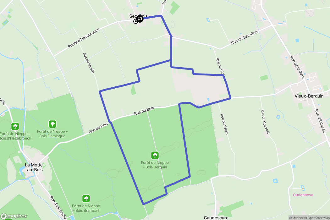 Vieux-Berquin : carte du parcours de randonnée - France