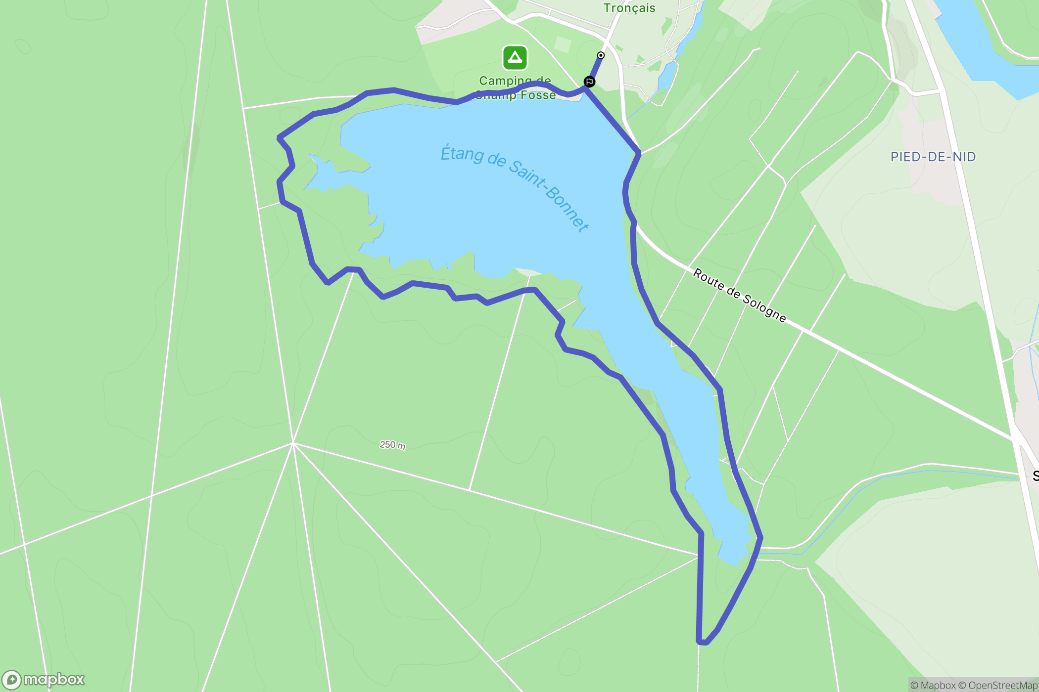 Saint-Bonnet-Tronçais : carte du parcours de randonnée - France