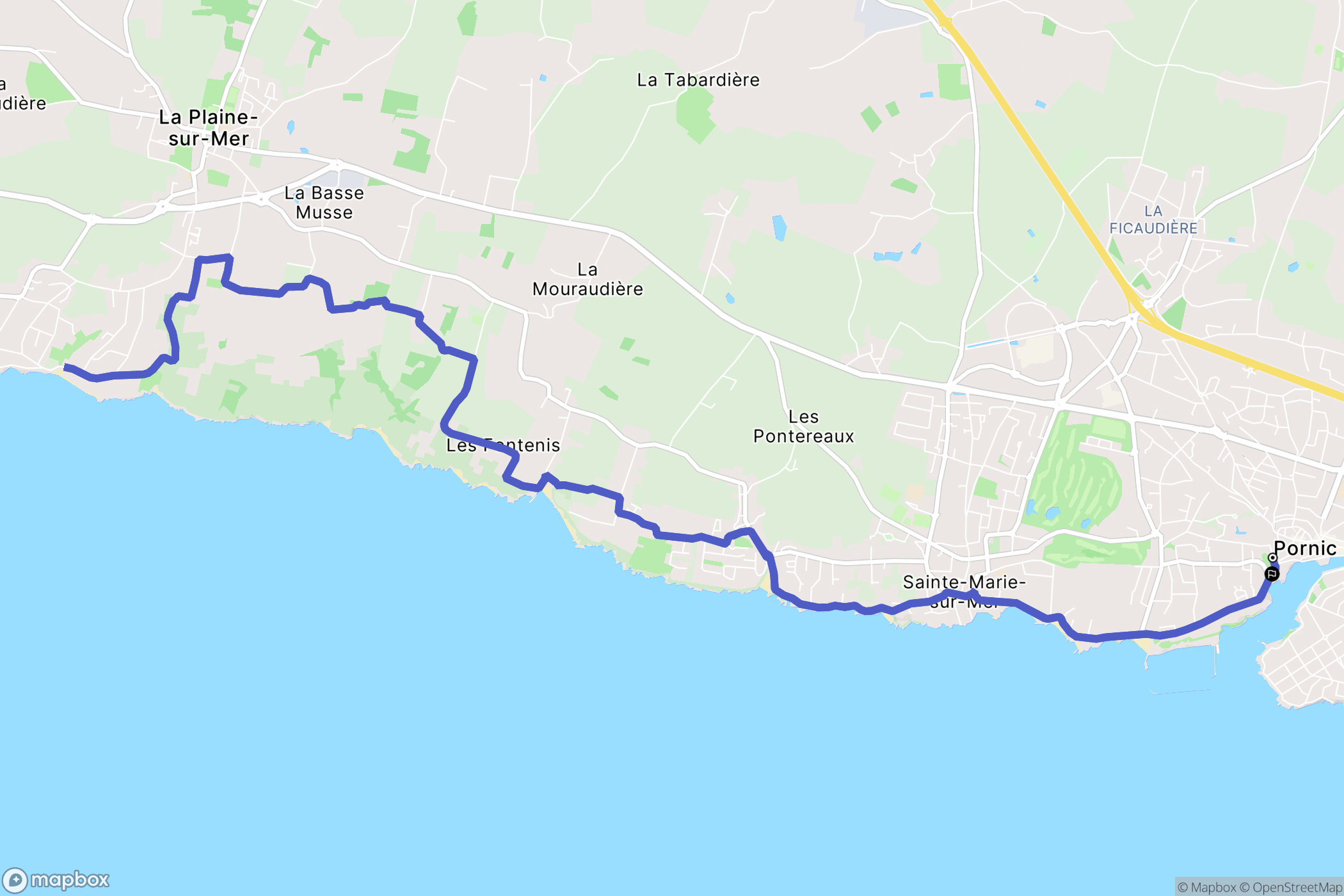 Pornic : carte du parcours de randonnée - France
