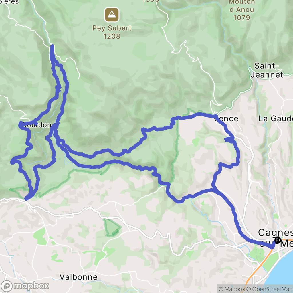Cagnes-sur-Mer : carte du parcours de randonnée - France
