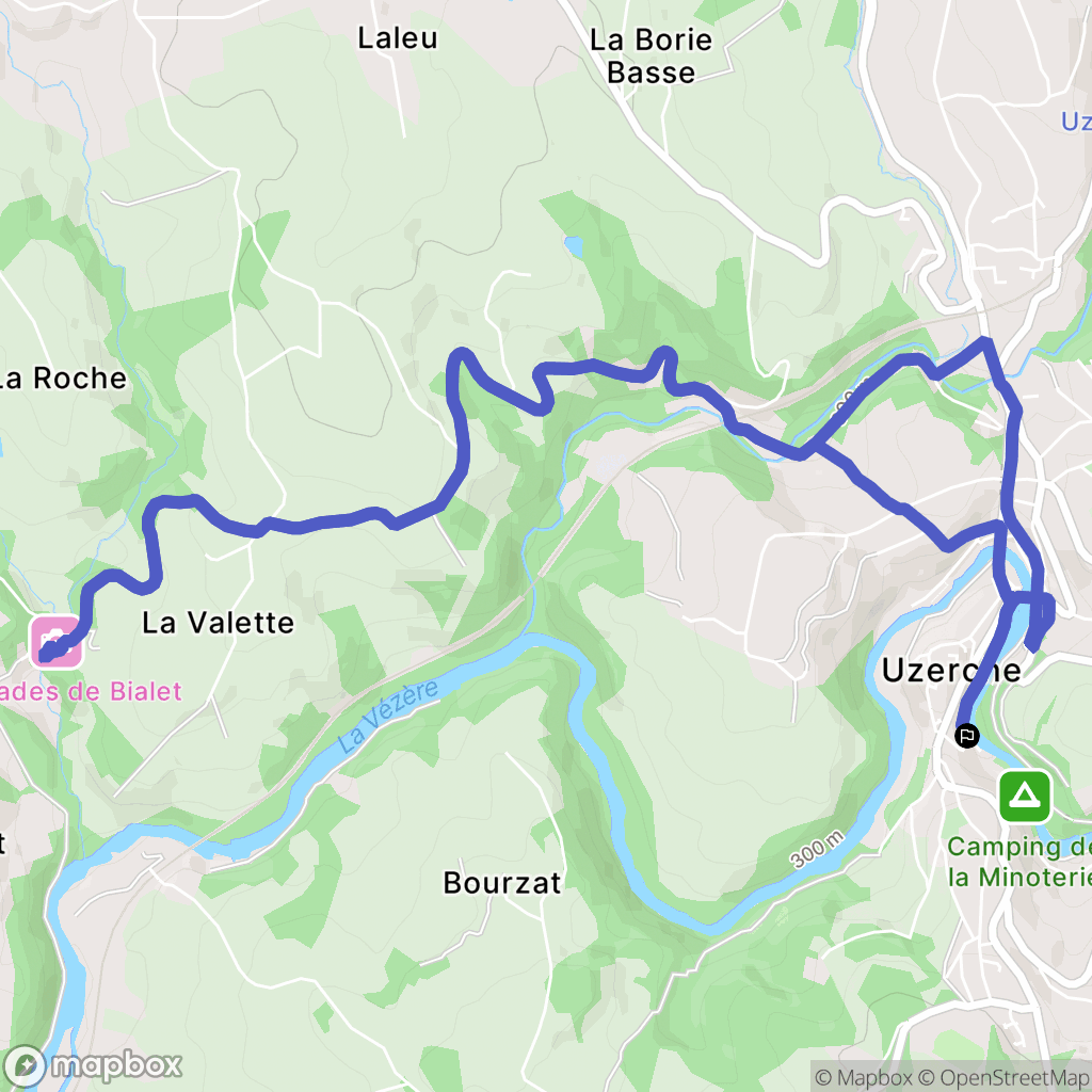 Uzerche : carte du parcours de randonnée - France