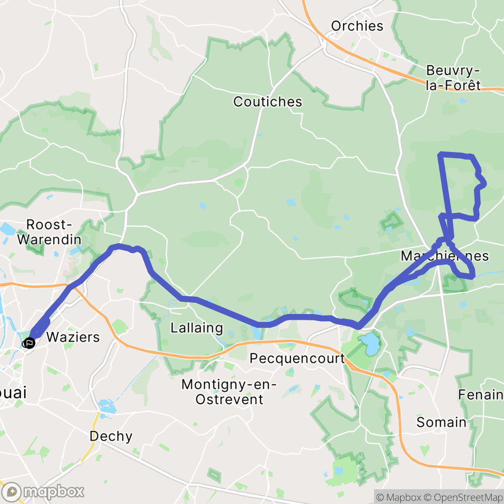 Douai : carte du parcours de randonnée - France