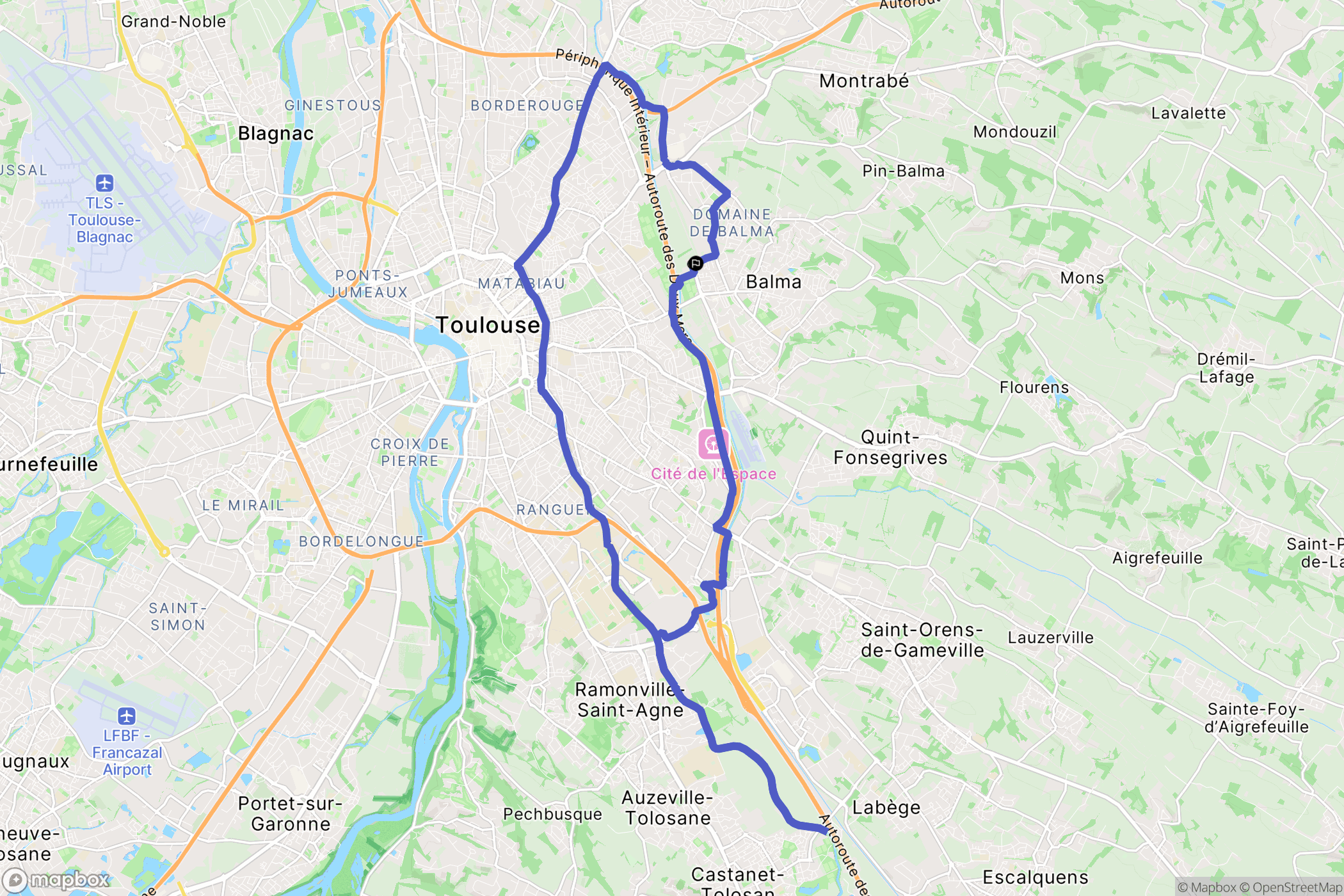 Balma : carte du parcours de randonnée - France