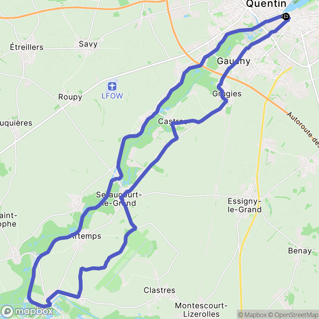Saint-Quentin : carte du parcours de randonnée - France