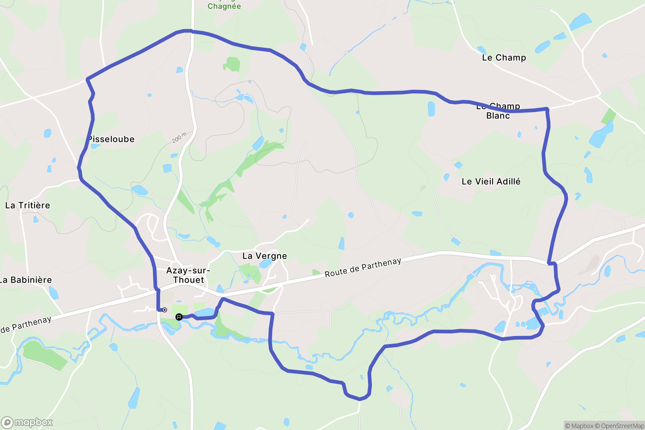 Azay-sur-Thouet : carte du parcours de randonnée - France