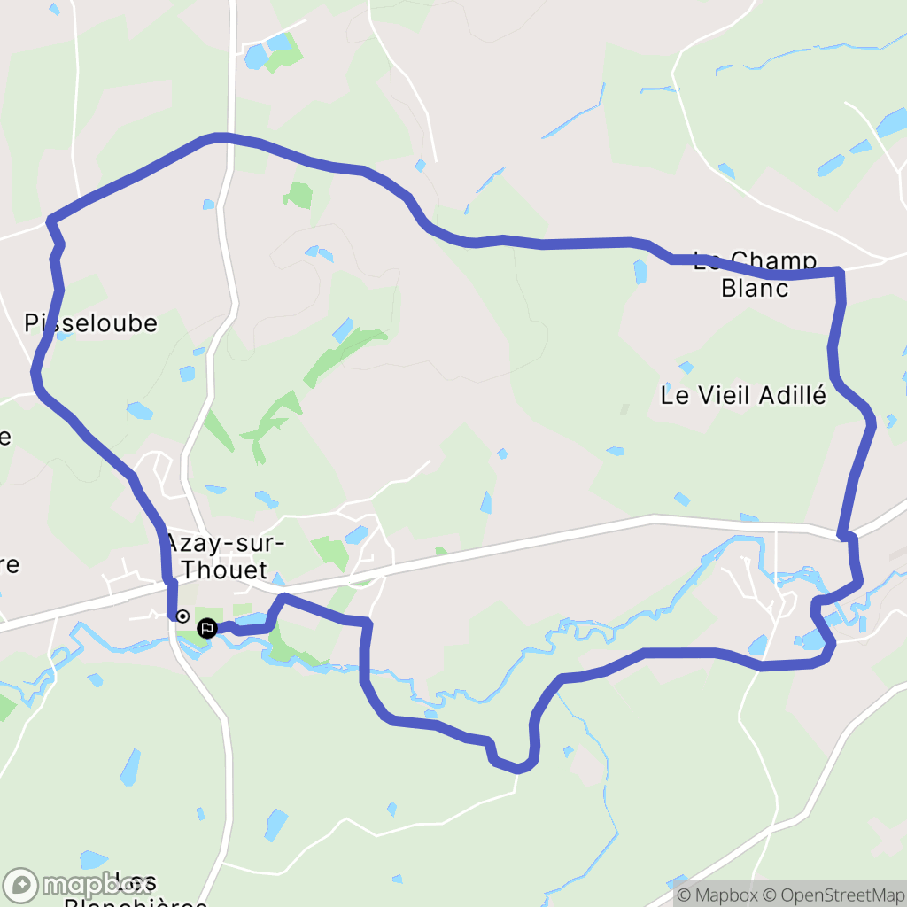 Azay-sur-Thouet : carte du parcours de randonnée - France