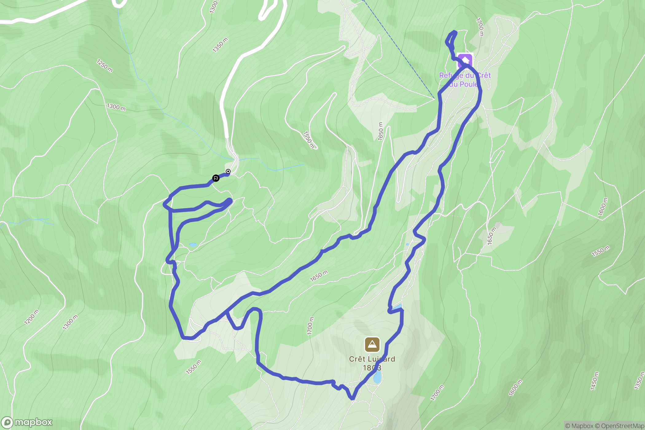 Crêts-en-Belledonne : carte du parcours de randonnée - France