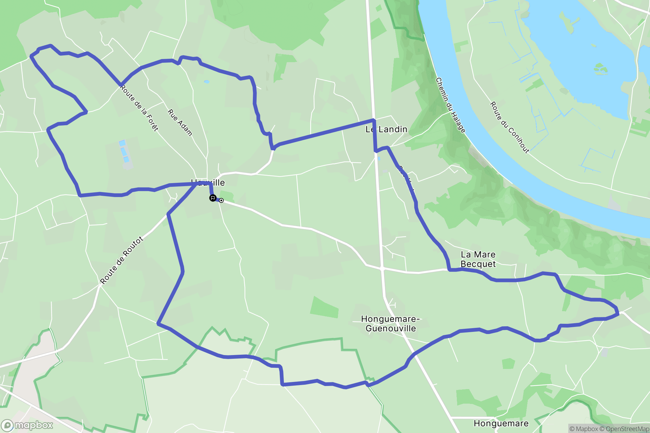 Hauville : carte du parcours de randonnée - France