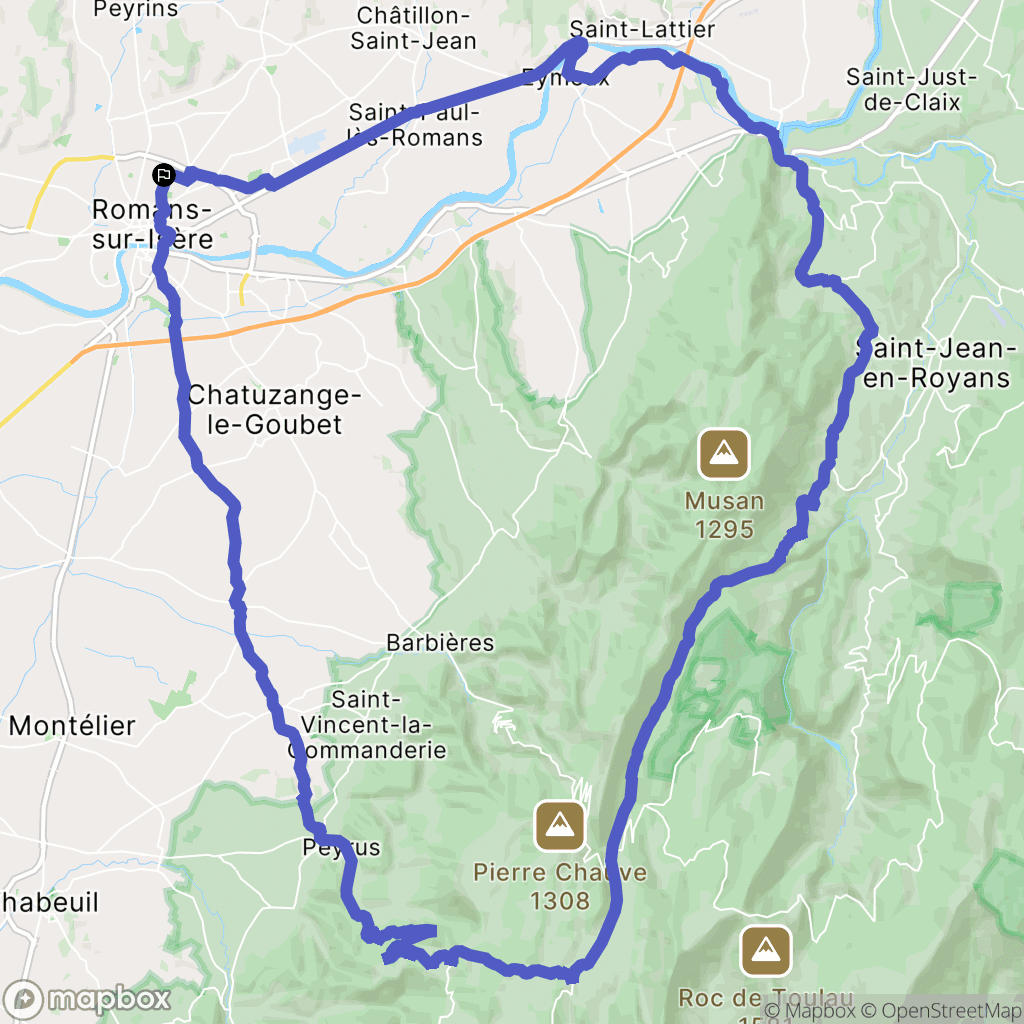 Romans-sur-Isère : carte du parcours de randonnée - France