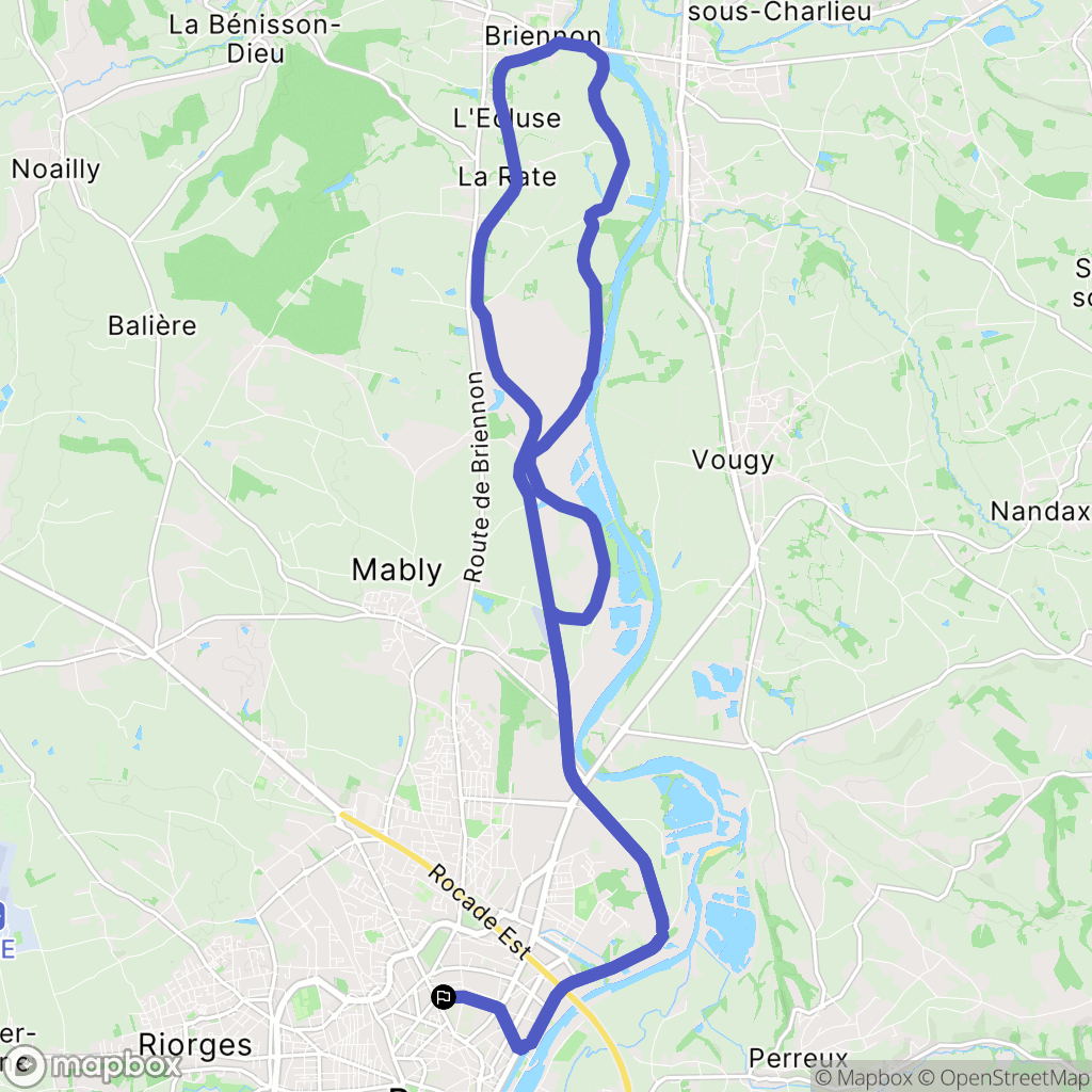 Roanne : carte du parcours de randonnée - France