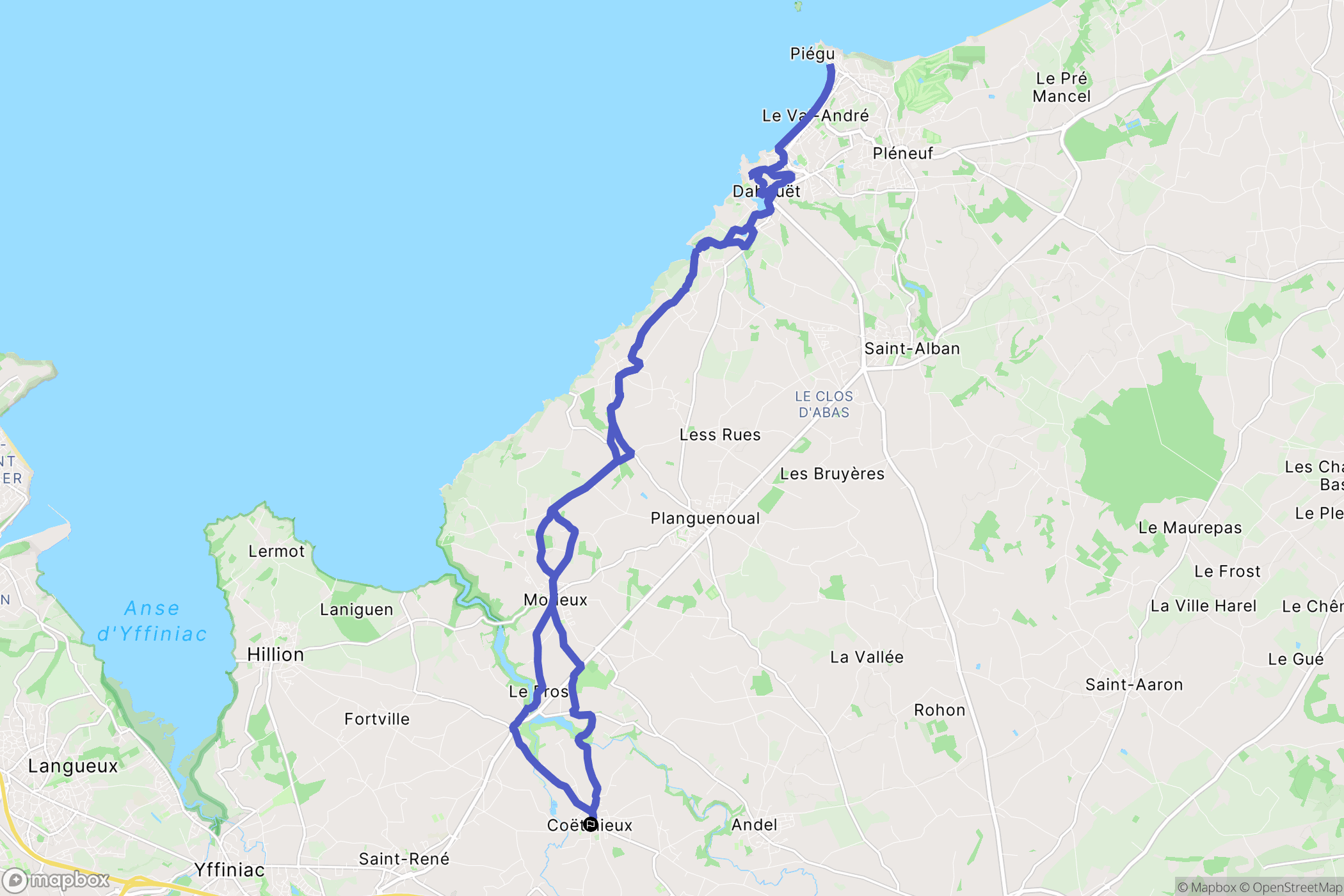 Coëtmieux : carte du parcours de randonnée - France