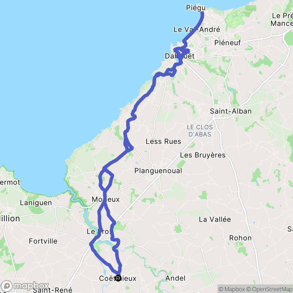 Coëtmieux : carte du parcours de randonnée - France