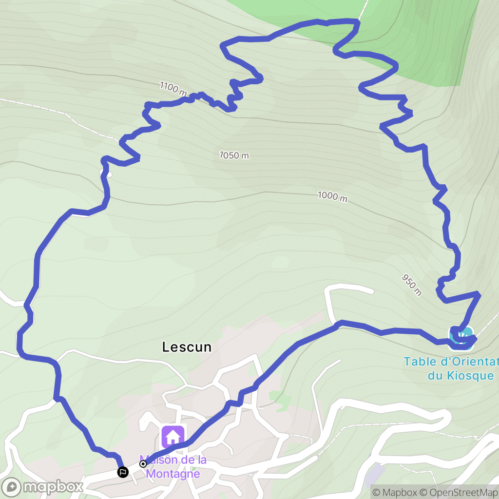 Lescun : carte du parcours de randonnée - France