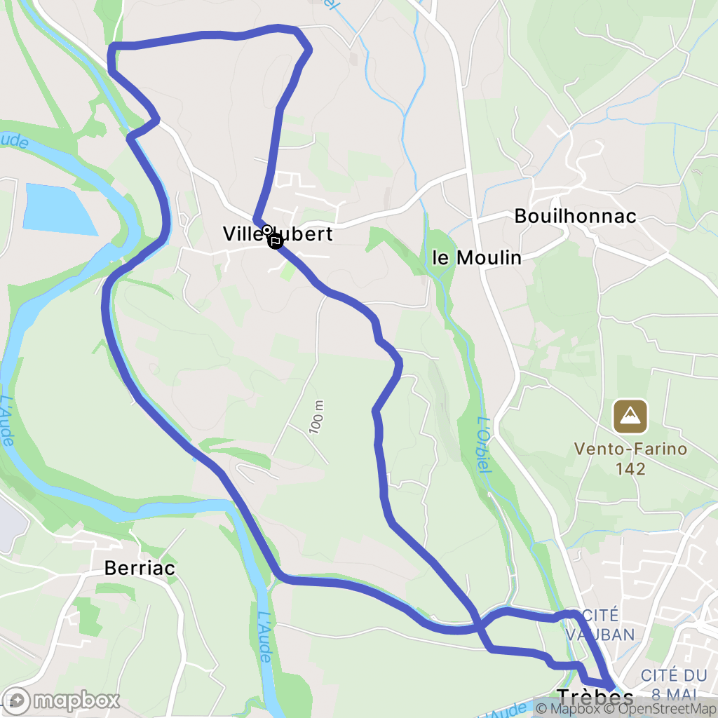 Villedubert : carte du parcours de randonnée - France
