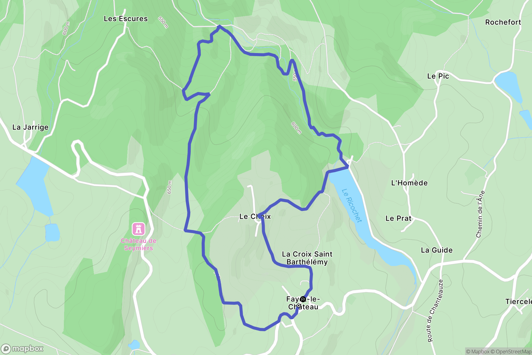 Fayet-le-Château : carte du parcours de randonnée - France