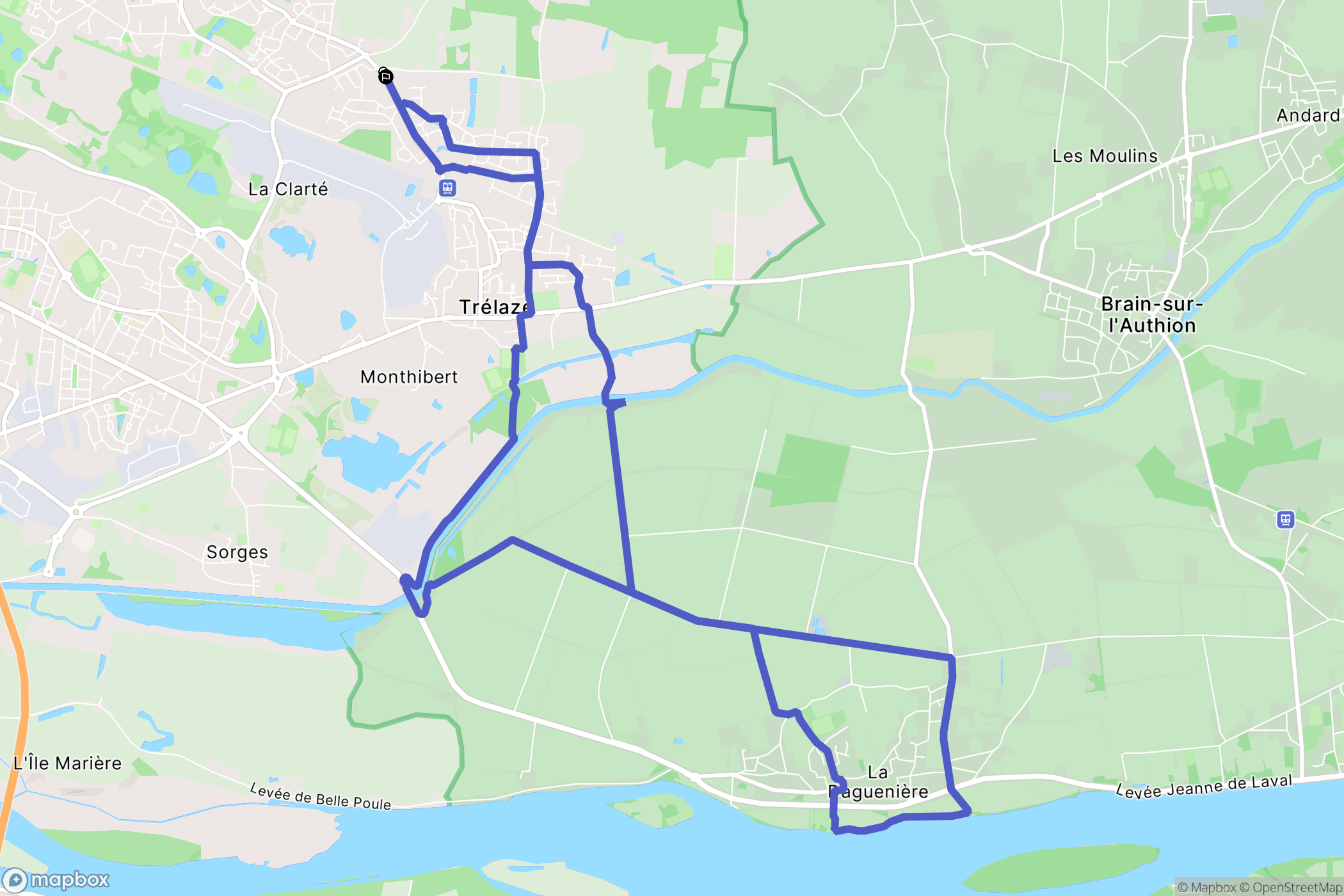 Trélazé : carte du parcours de randonnée - France