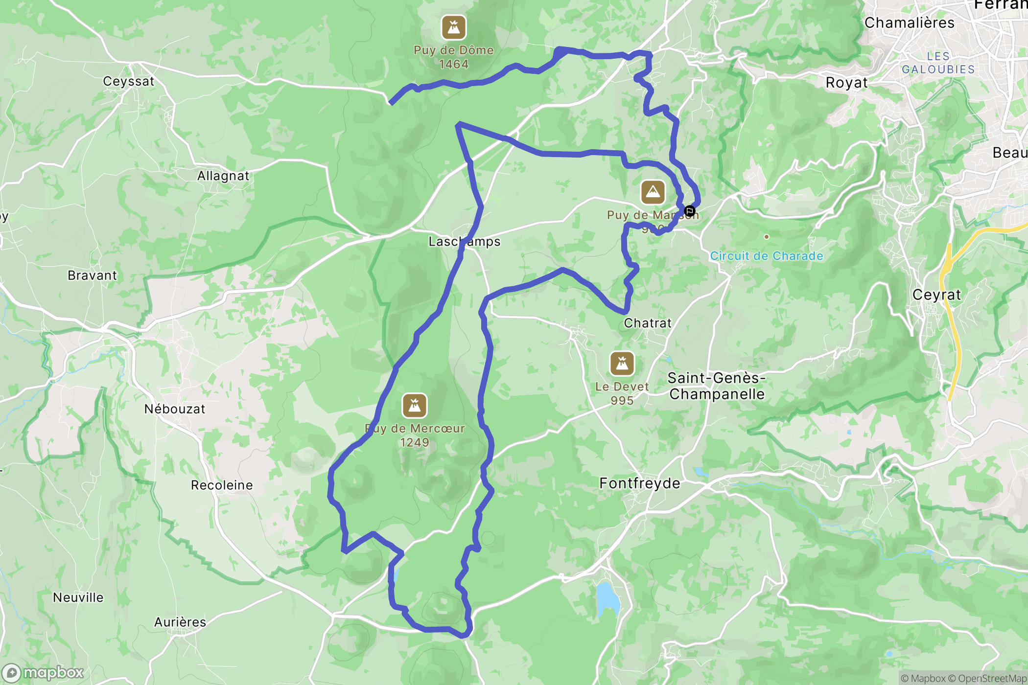 Saint-Gènes-Champanelle : carte du parcours de randonnée - France