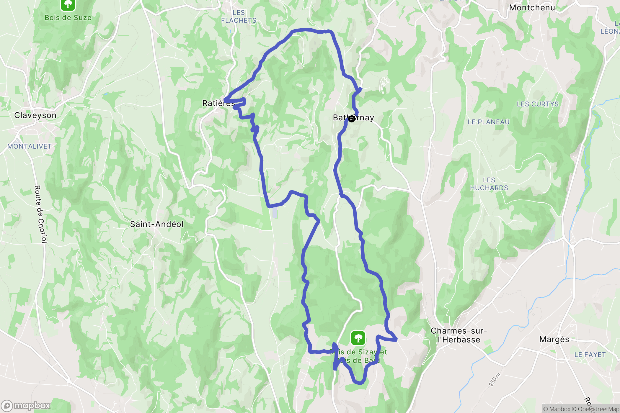 Bathernay : carte du parcours de randonnée - France