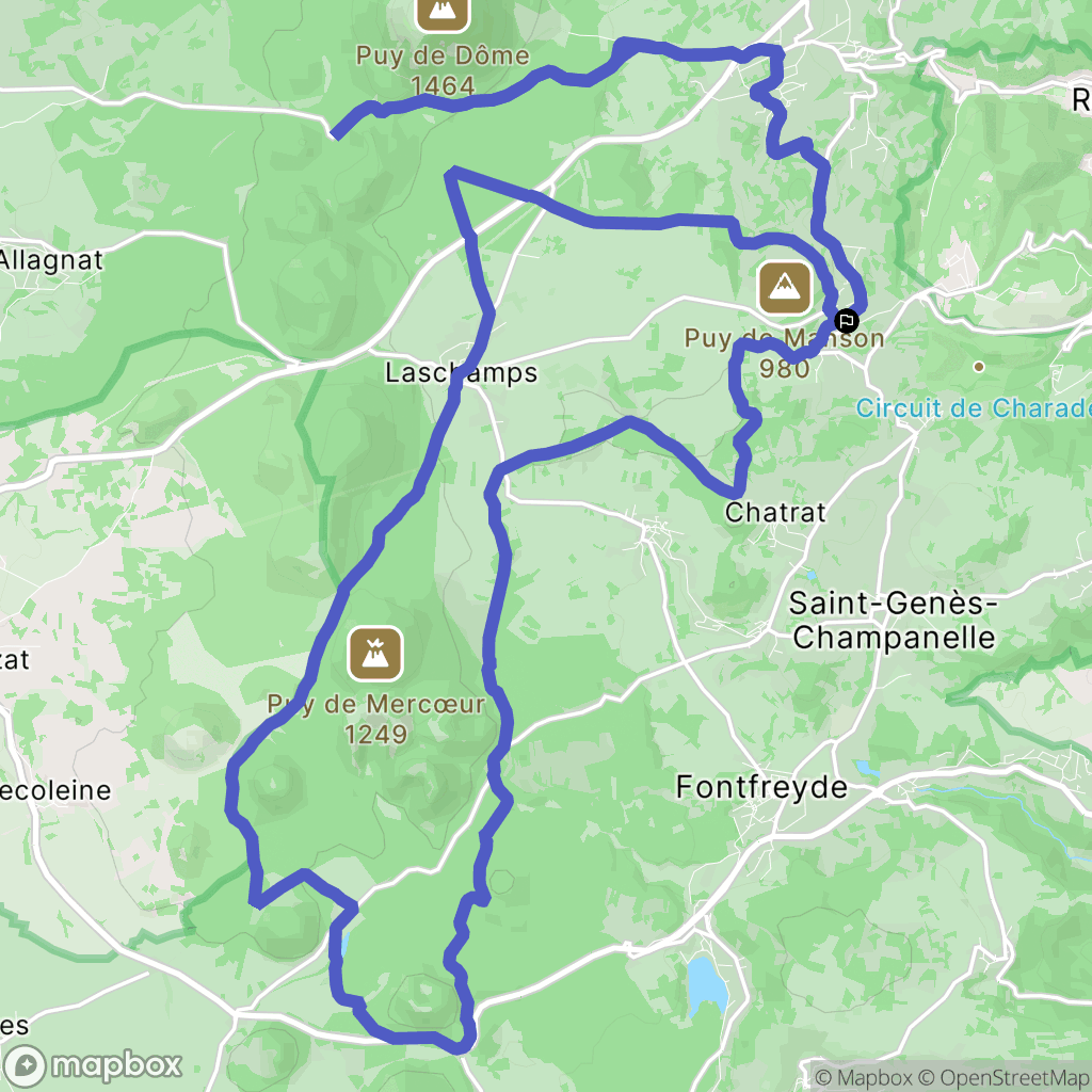 Saint-Gènes-Champanelle : carte du parcours de randonnée - France