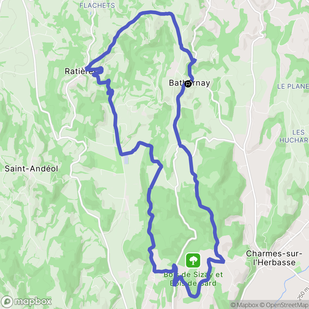 Bathernay : carte du parcours de randonnée - France