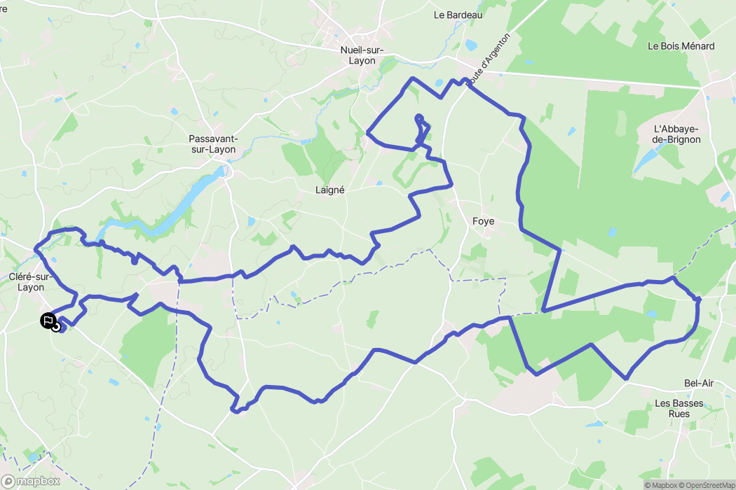Cléré-sur-Layon : carte du parcours de randonnée - France