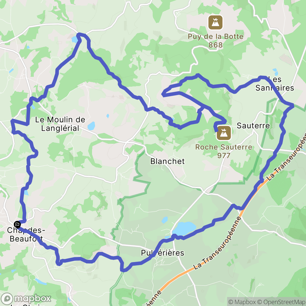 Chapdes-Beaufort : carte du parcours de randonnée - France