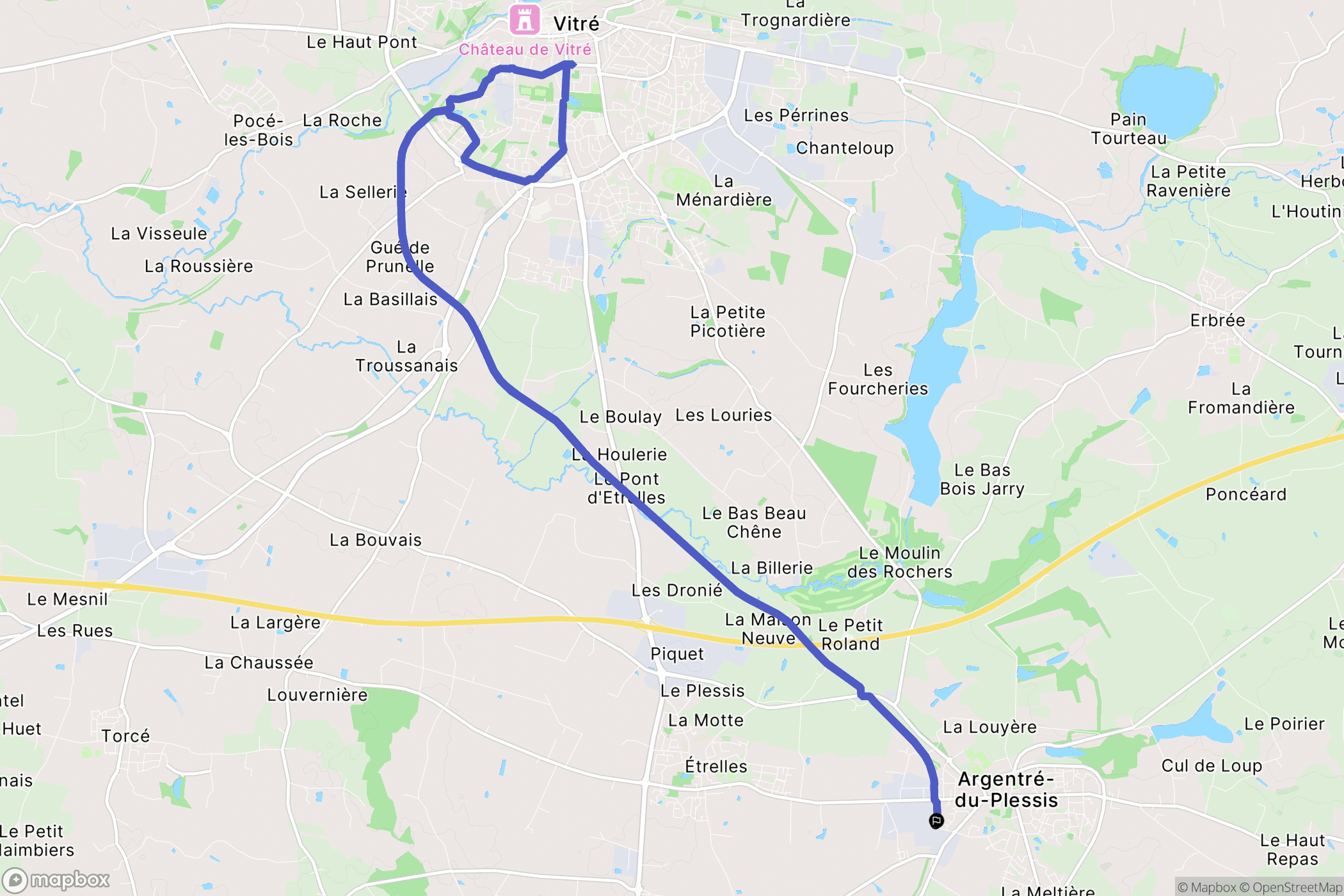 Argentré-du-Plessis : carte du parcours de randonnée - France