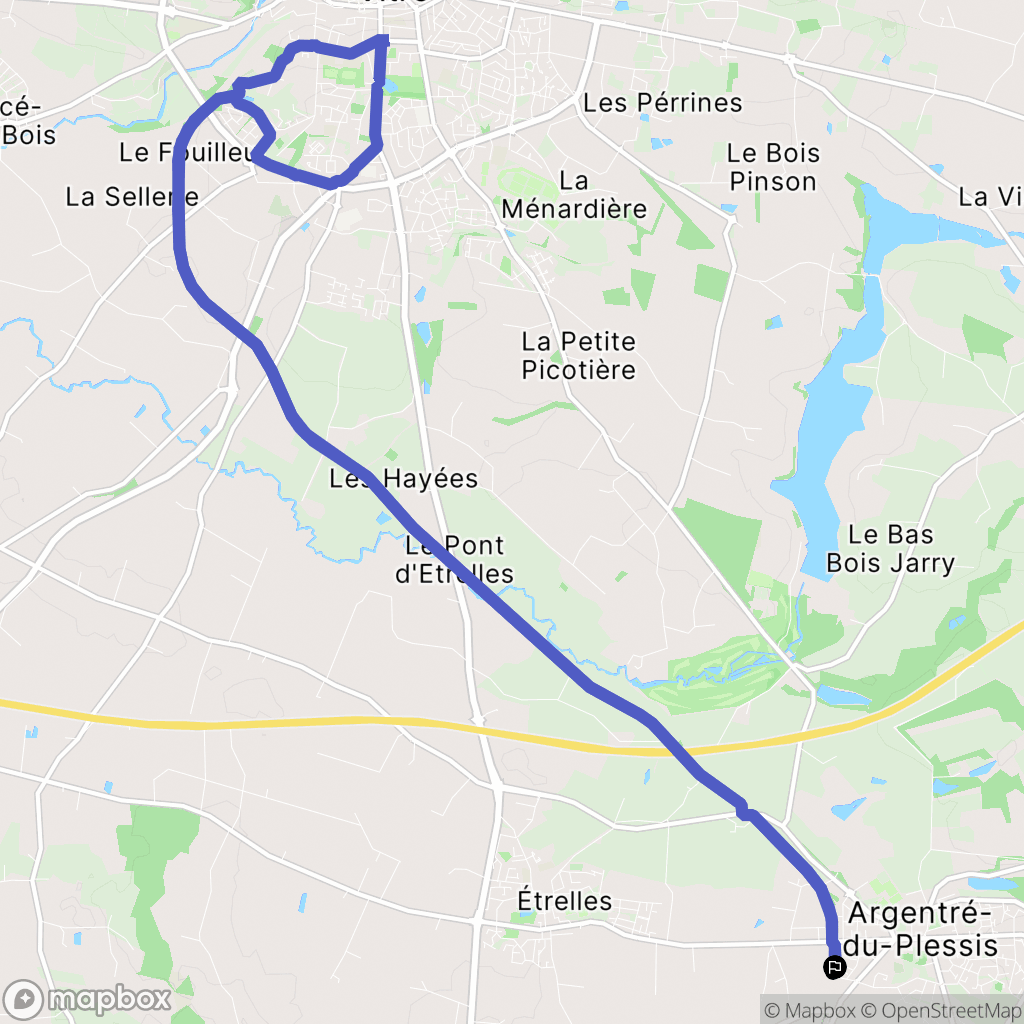 Argentré-du-Plessis : carte du parcours de randonnée - France