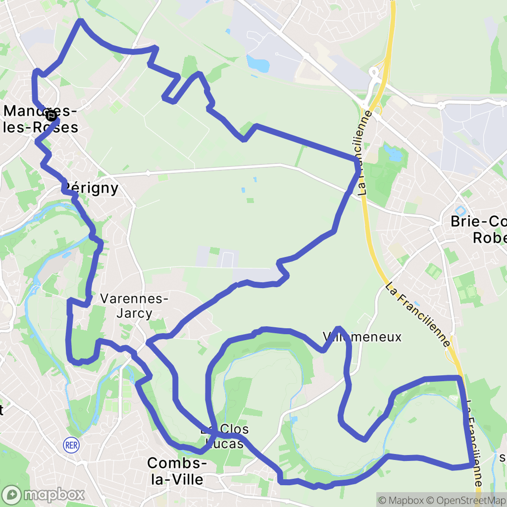 Mandres-les-Roses : carte du parcours de randonnée - France