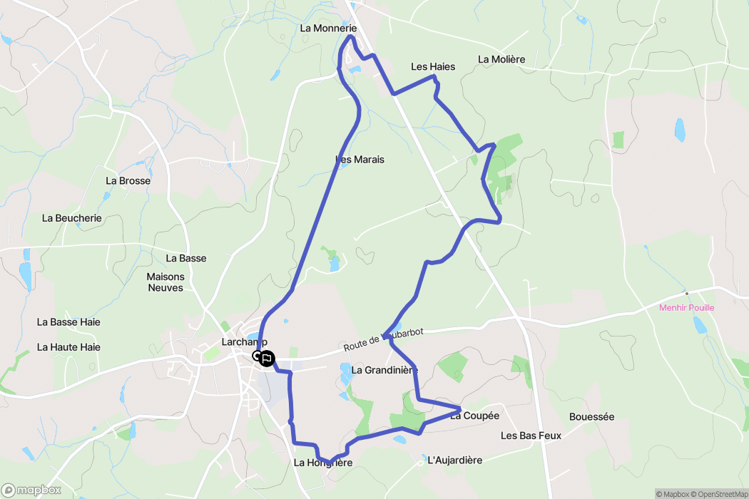 Larchamp : carte du parcours de randonnée - France