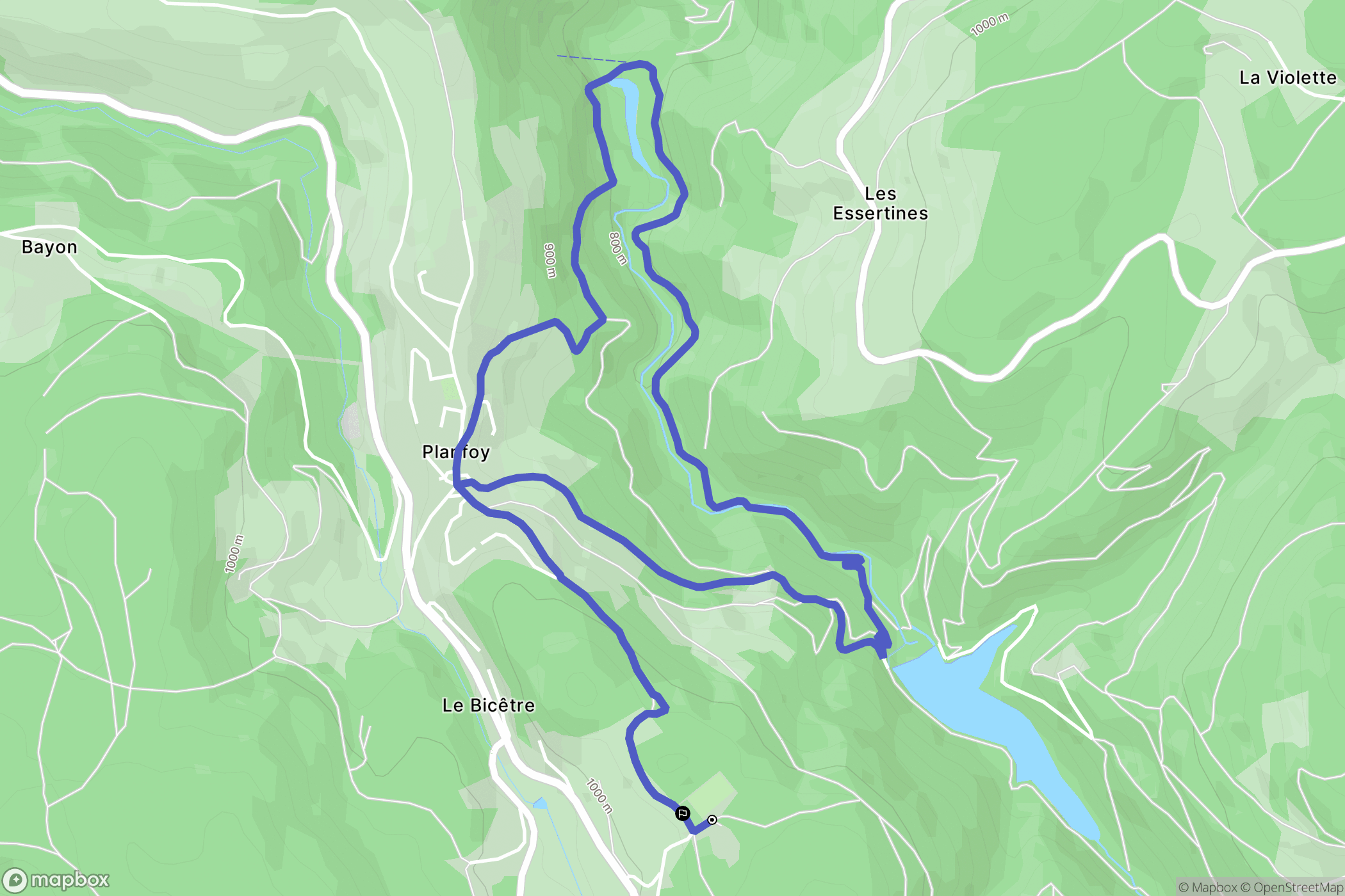 Planfoy : carte du parcours de randonnée - France