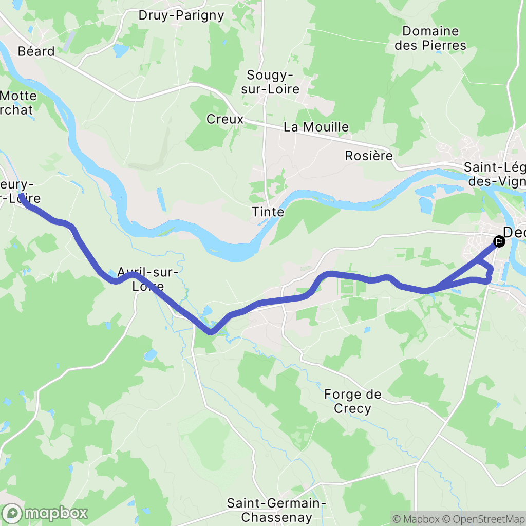 Decize : carte du parcours de randonnée - France