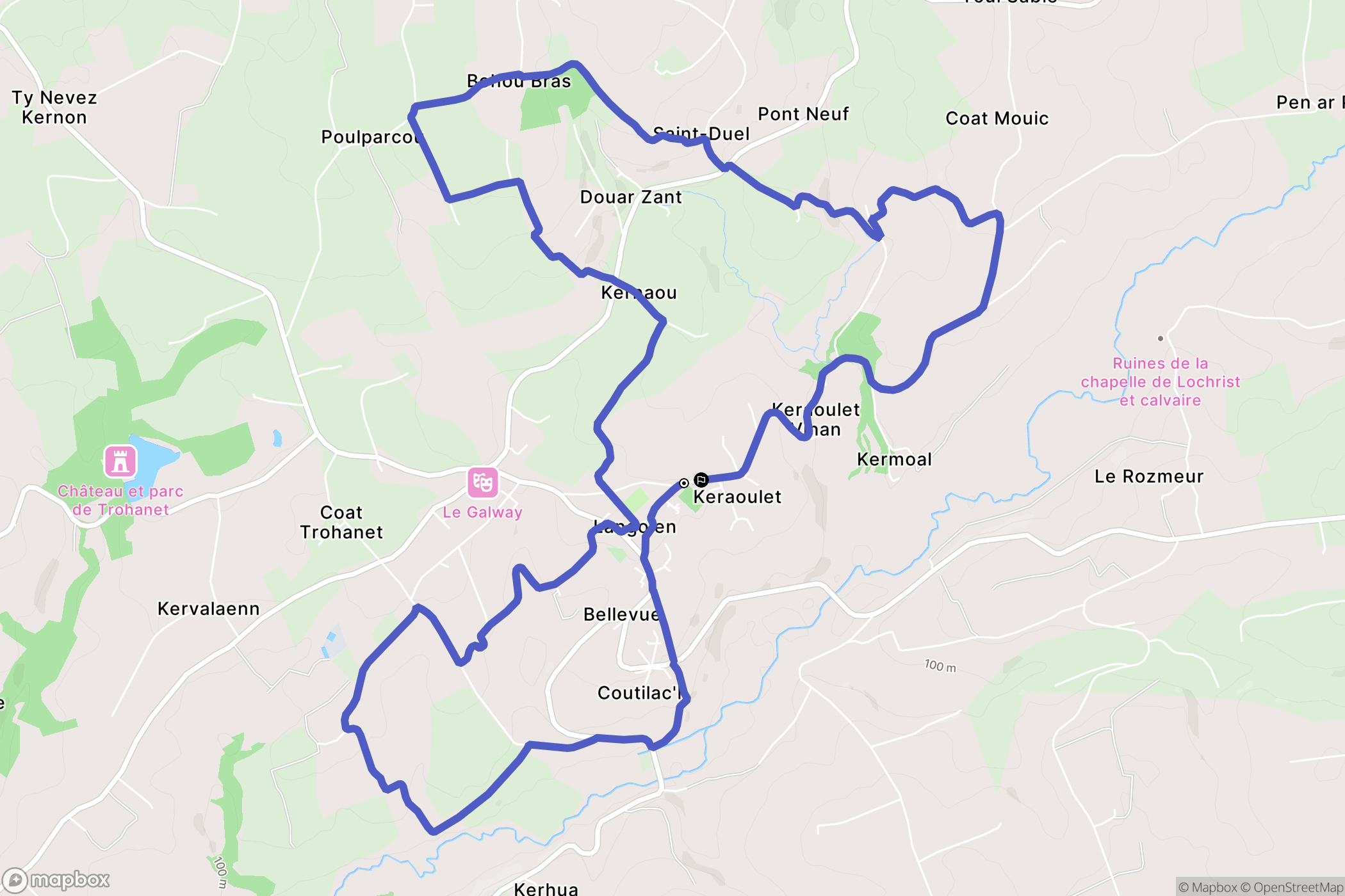 Langolen : carte du parcours de randonnée - France