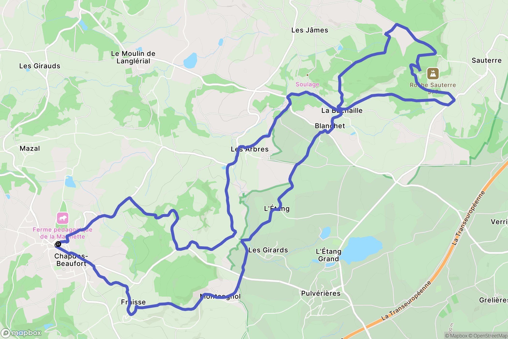 Chapdes-Beaufort : carte du parcours de randonnée - France