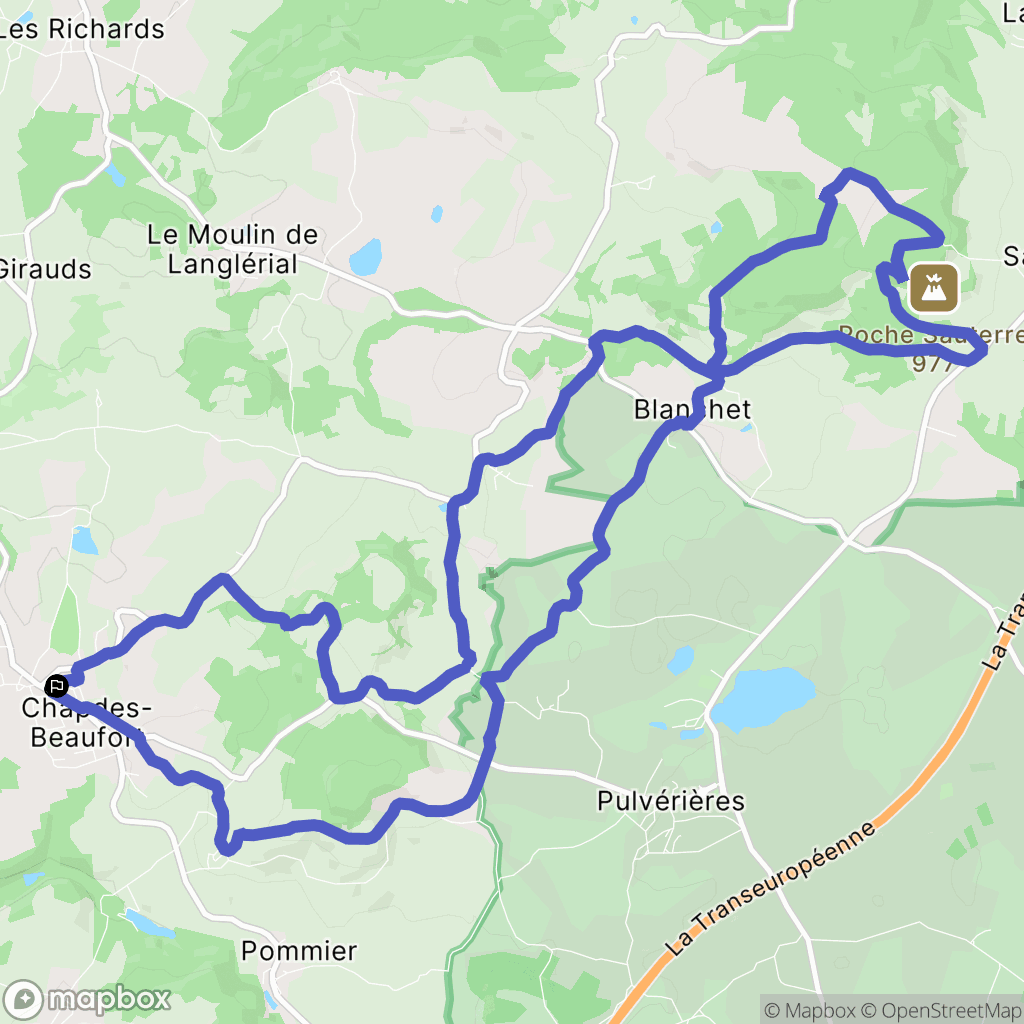 Chapdes-Beaufort : carte du parcours de randonnée - France