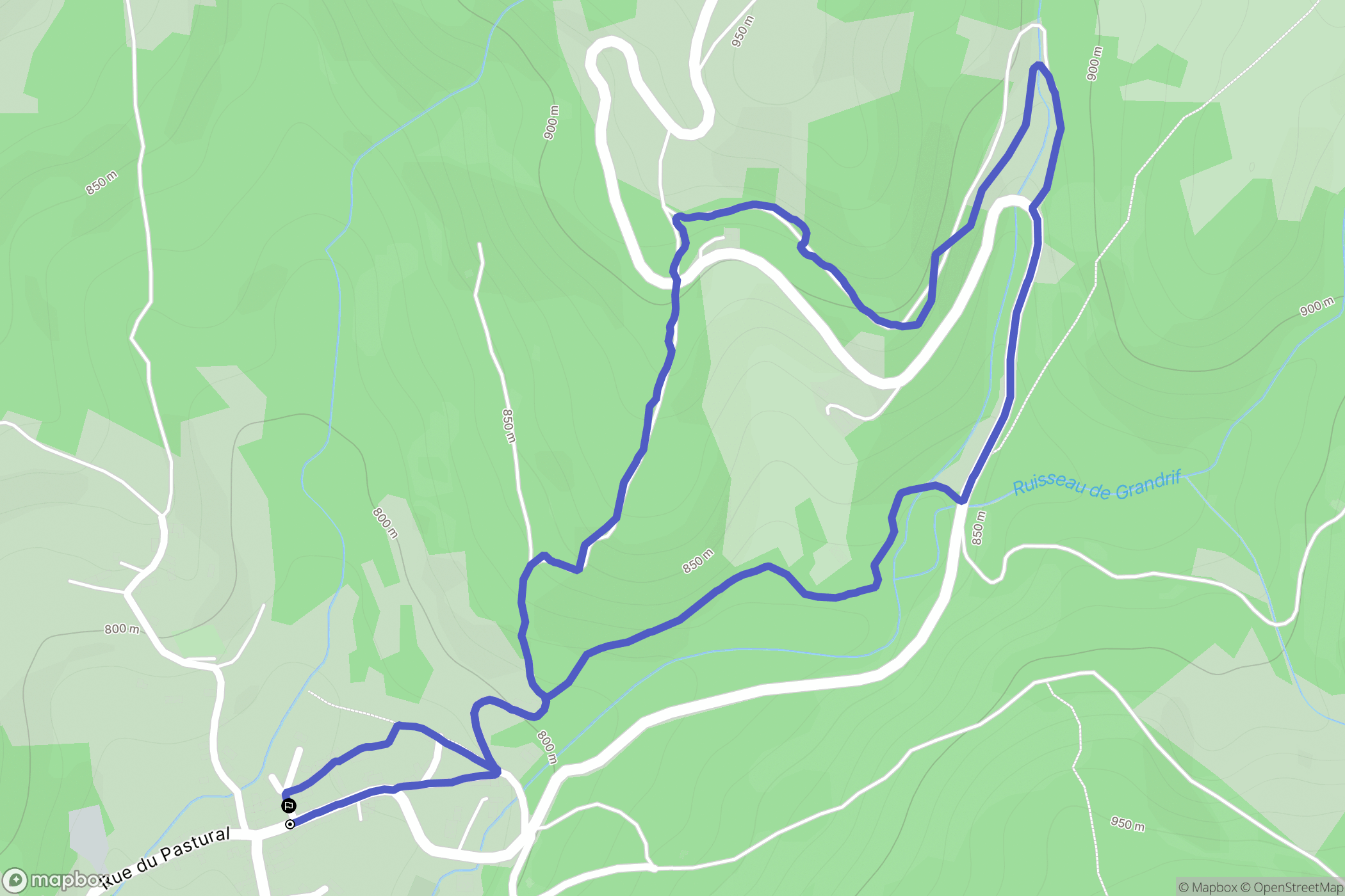 Grandrif : carte du parcours de randonnée - France