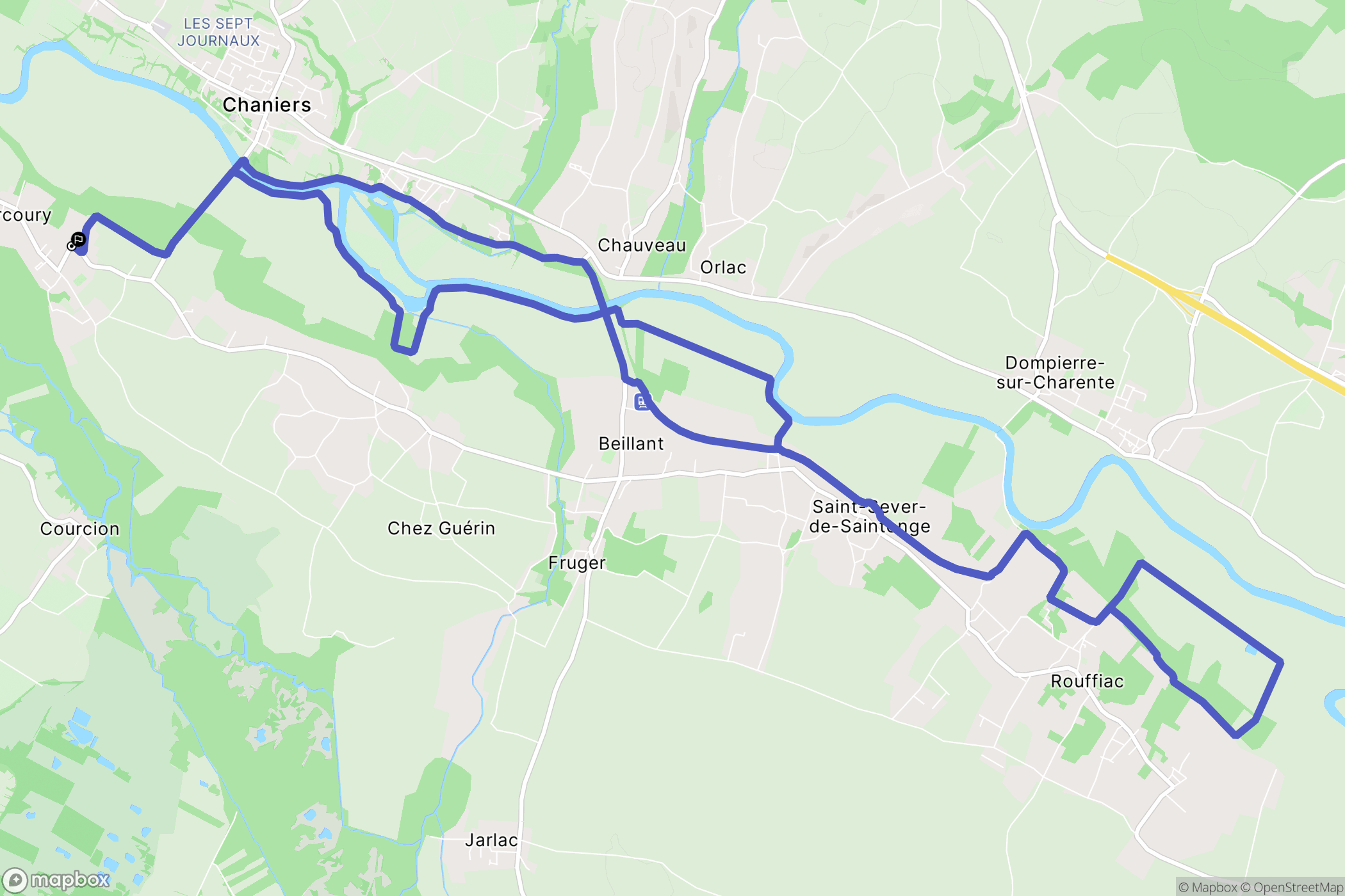Courcoury : carte du parcours de randonnée - France