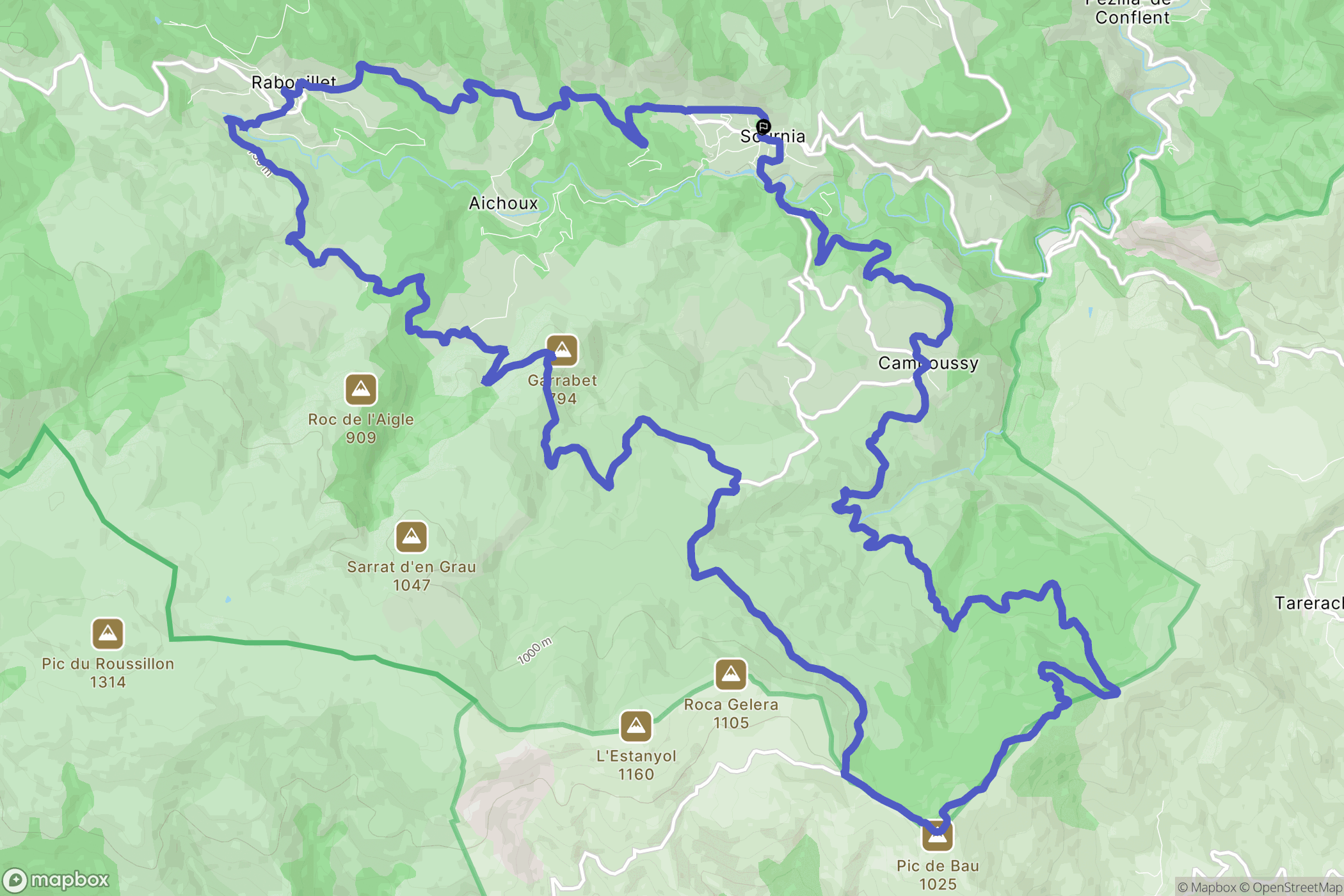 Sournia : carte du parcours de randonnée - France