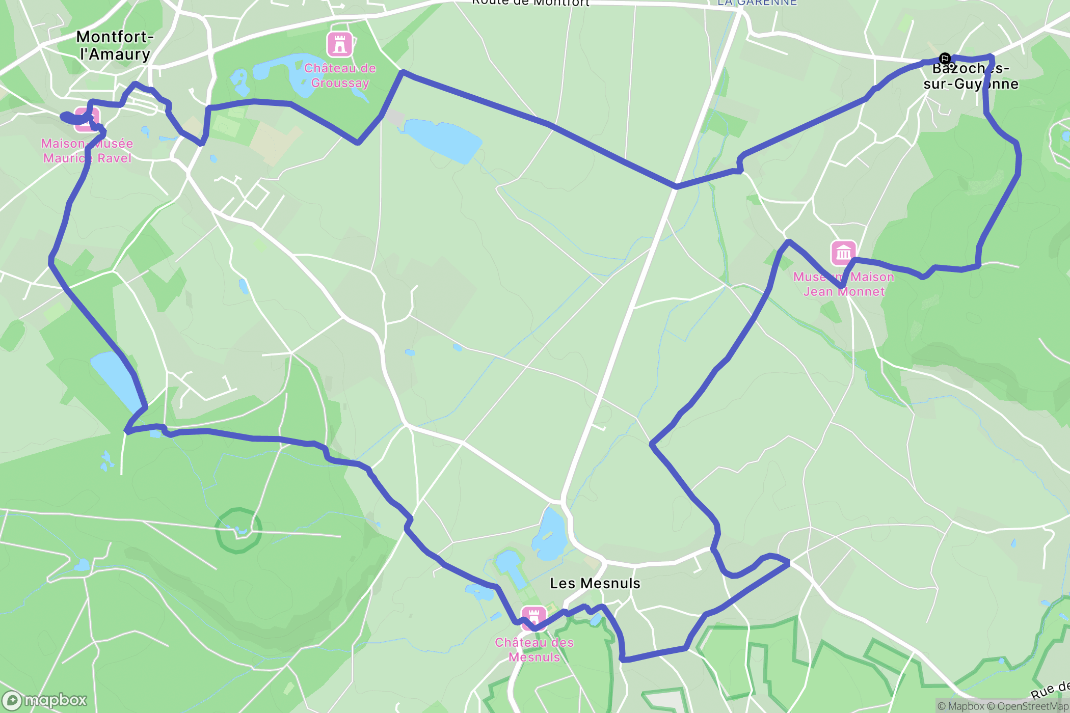 Bazoches-sur-Guyonne : carte du parcours de randonnée - France