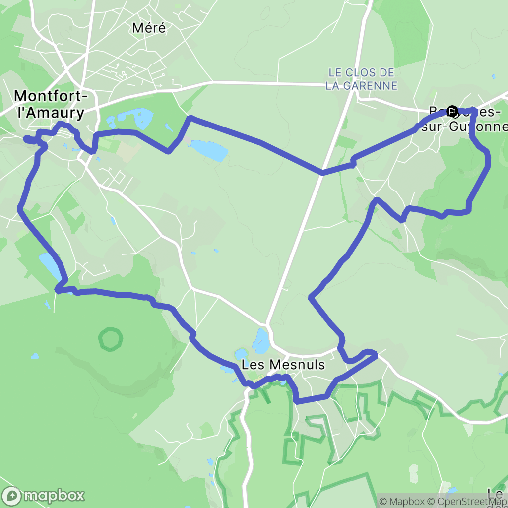 Bazoches-sur-Guyonne : carte du parcours de randonnée - France