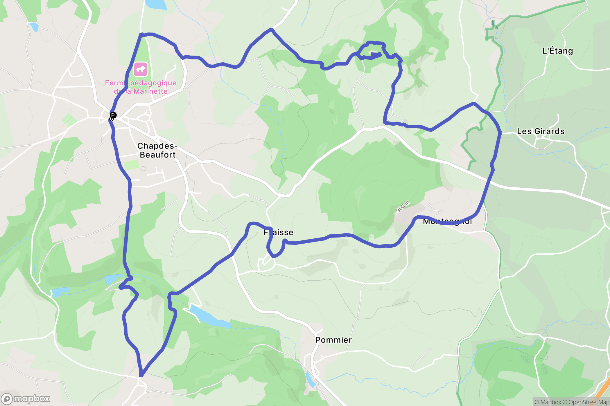 Chapdes-Beaufort : carte du parcours de randonnée - France