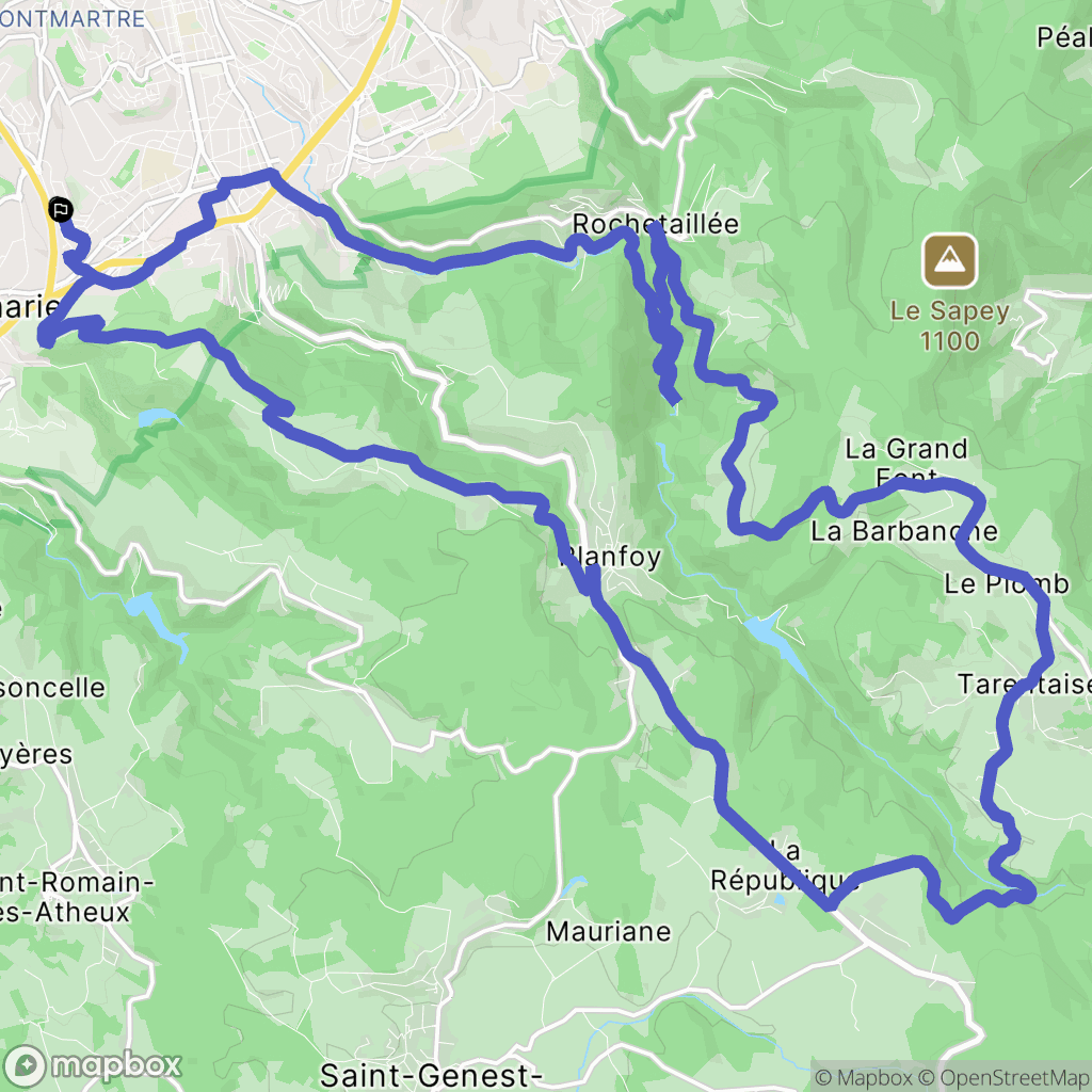 Saint-Étienne : carte du parcours de randonnée - France