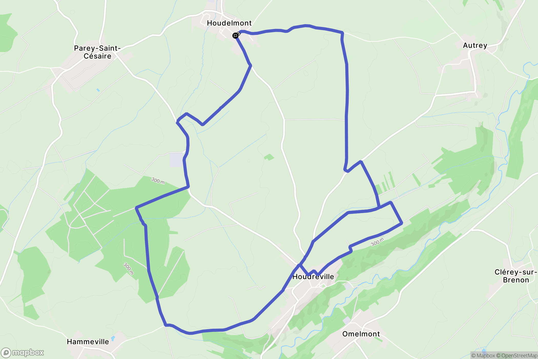 Houdelmont : carte du parcours de randonnée - France