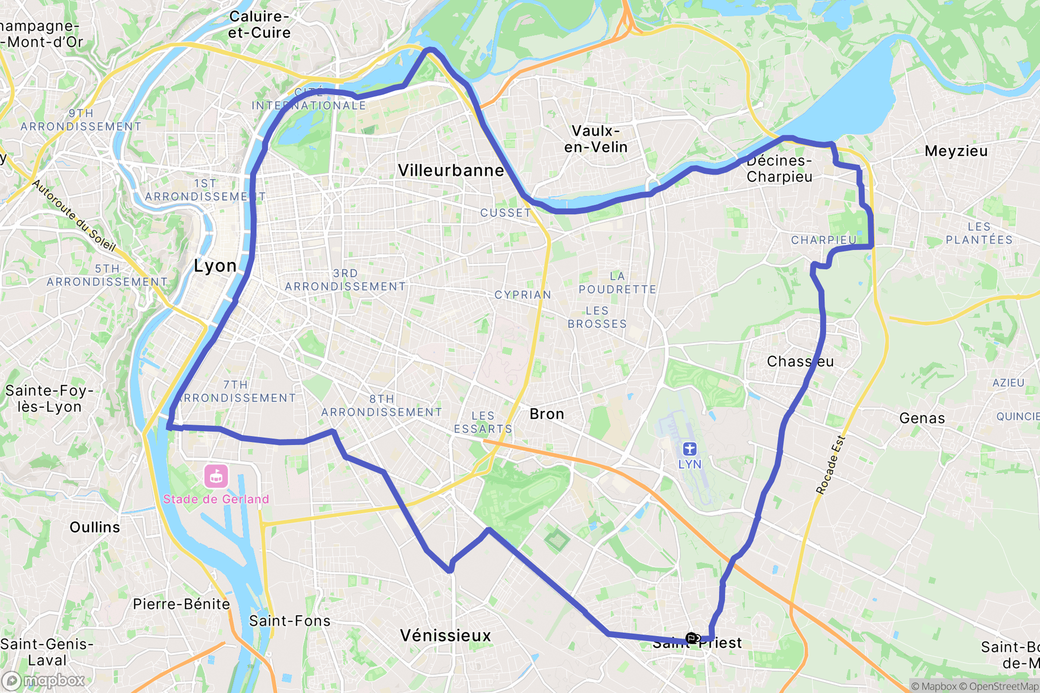 Saint-Priest : carte du parcours de randonnée - France