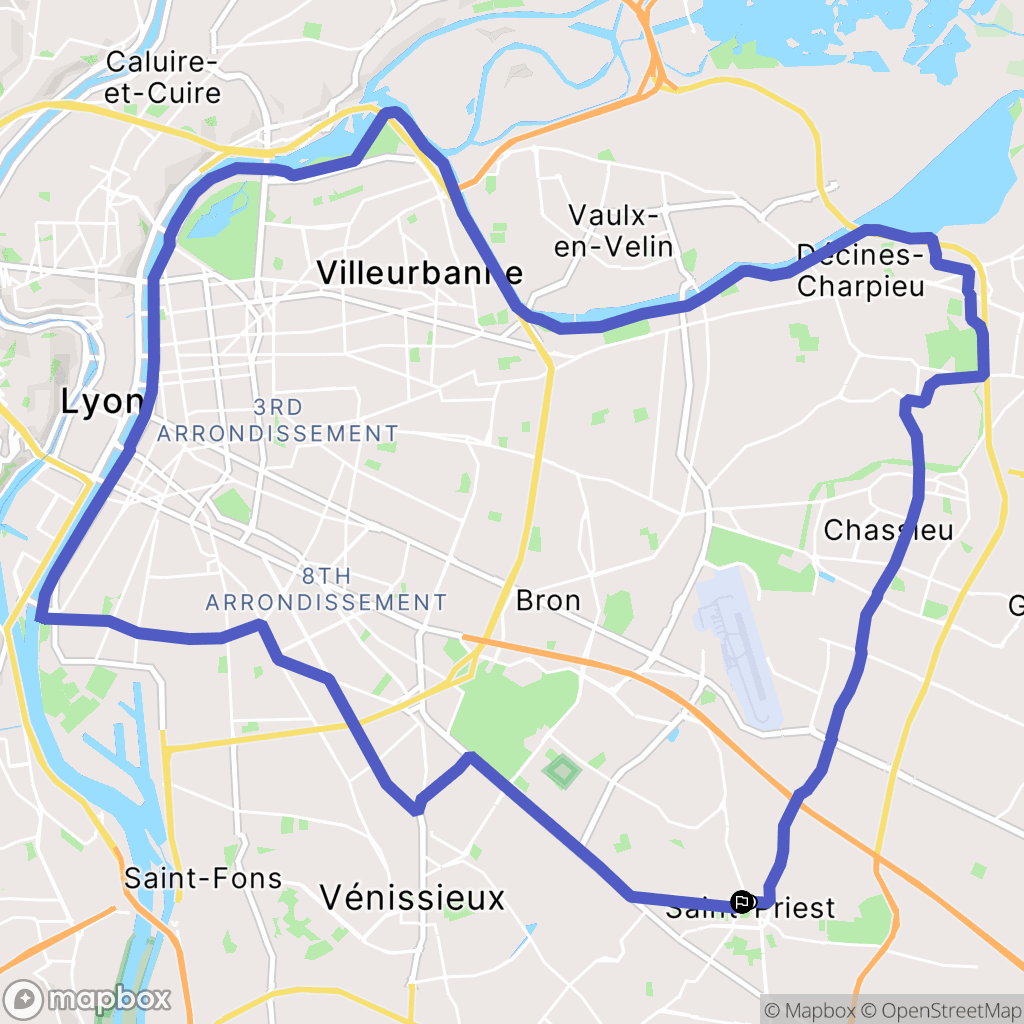 Saint-Priest : carte du parcours de randonnée - France