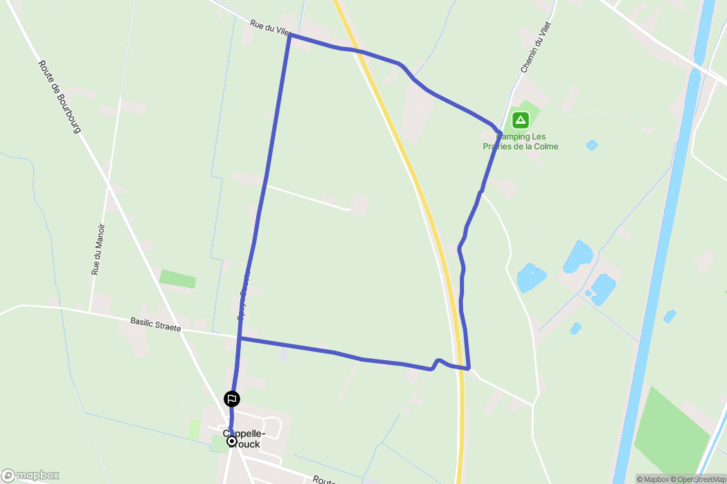 Cappelle-Brouck : carte du parcours de randonnée - France