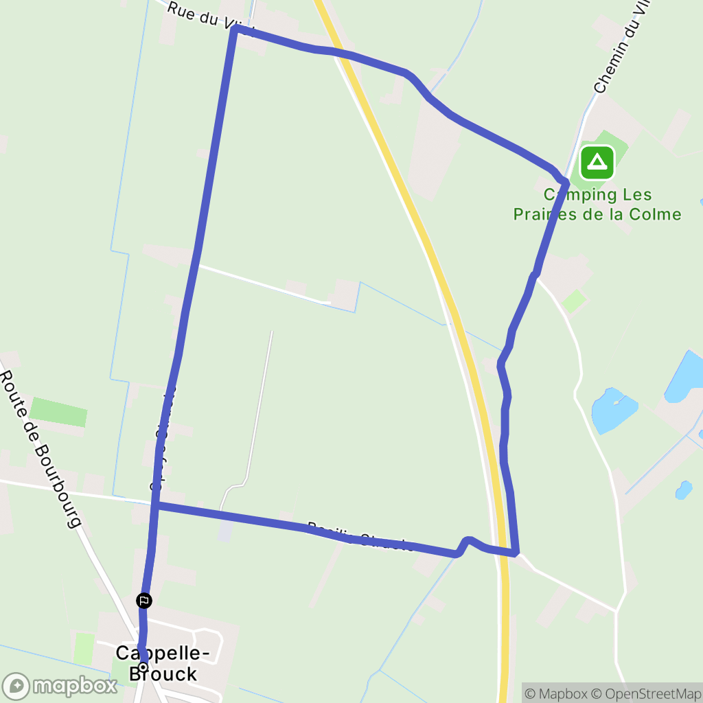 Cappelle-Brouck : carte du parcours de randonnée - France